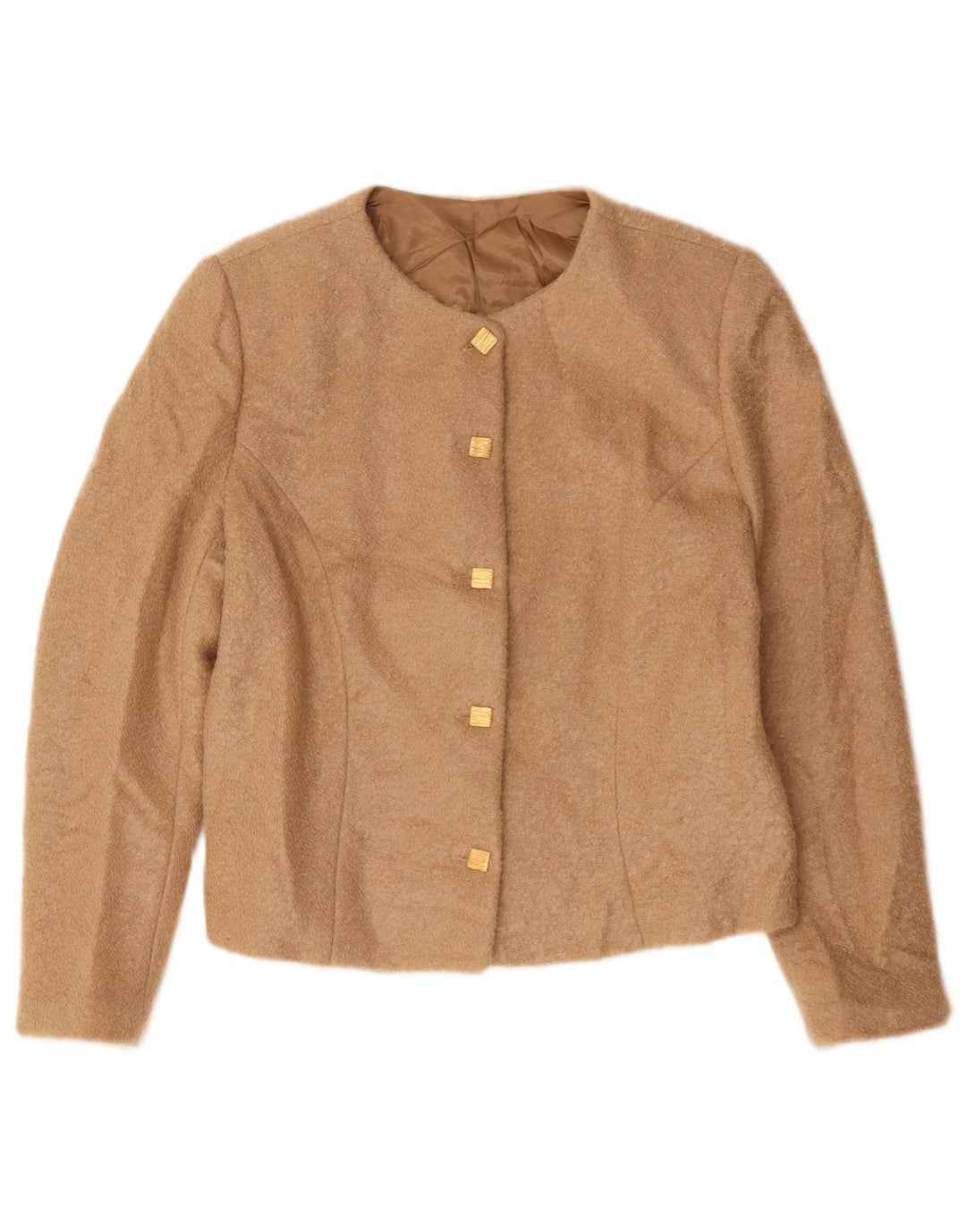 Vintage mujer 5 botones Blazer chaqueta Reino Unido 14 Medio Beige