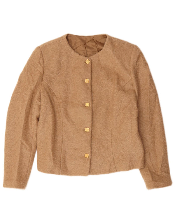 Vintage mujer 5 botones Blazer chaqueta Reino Unido 14 Medio Beige