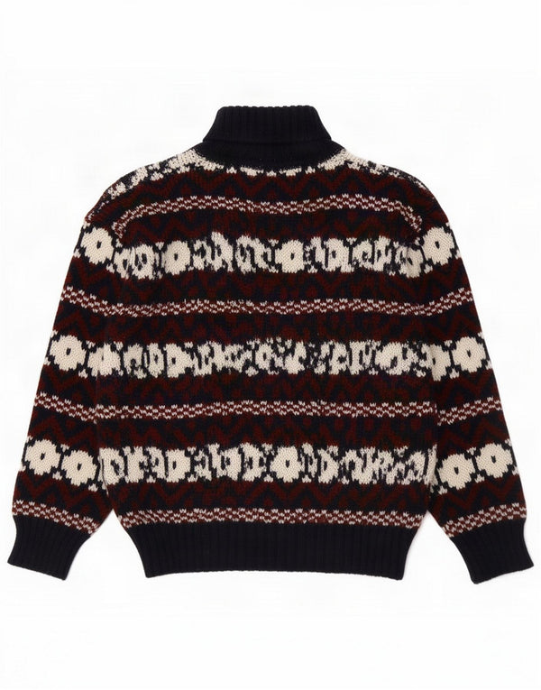 Jersey vintage con cuello vuelto para hombre, tamaño mediano, multicolor, Fair Isle