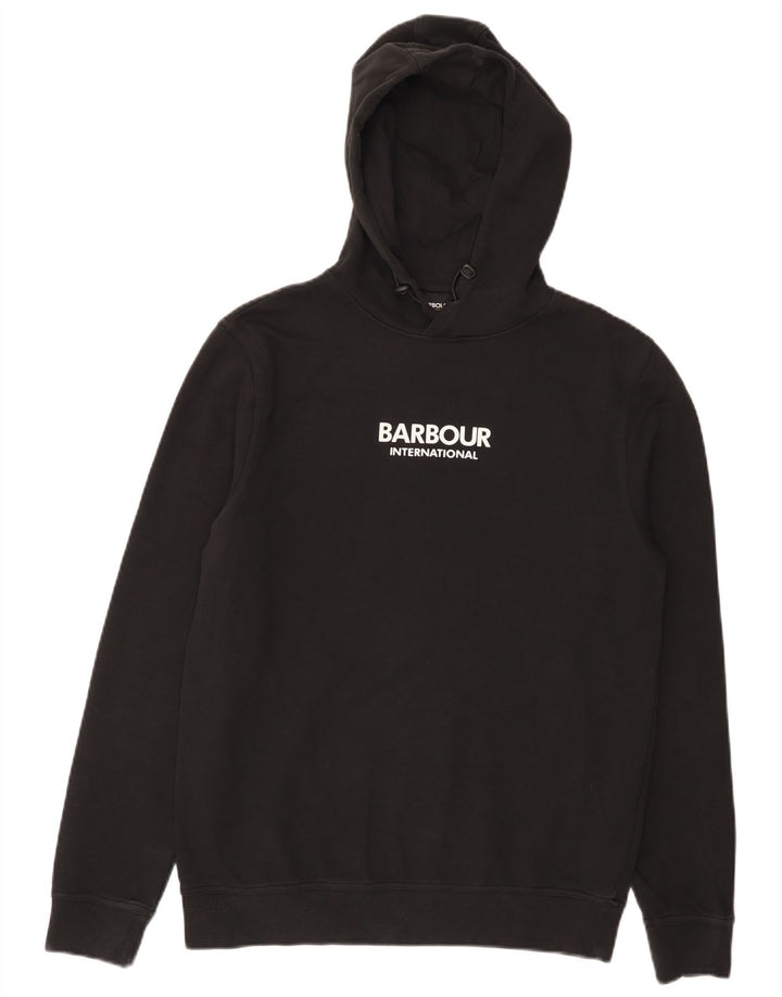 Barbour Hombre Sudadera Con Capucha Gráfica Jersey Pequeño Algodón Negro