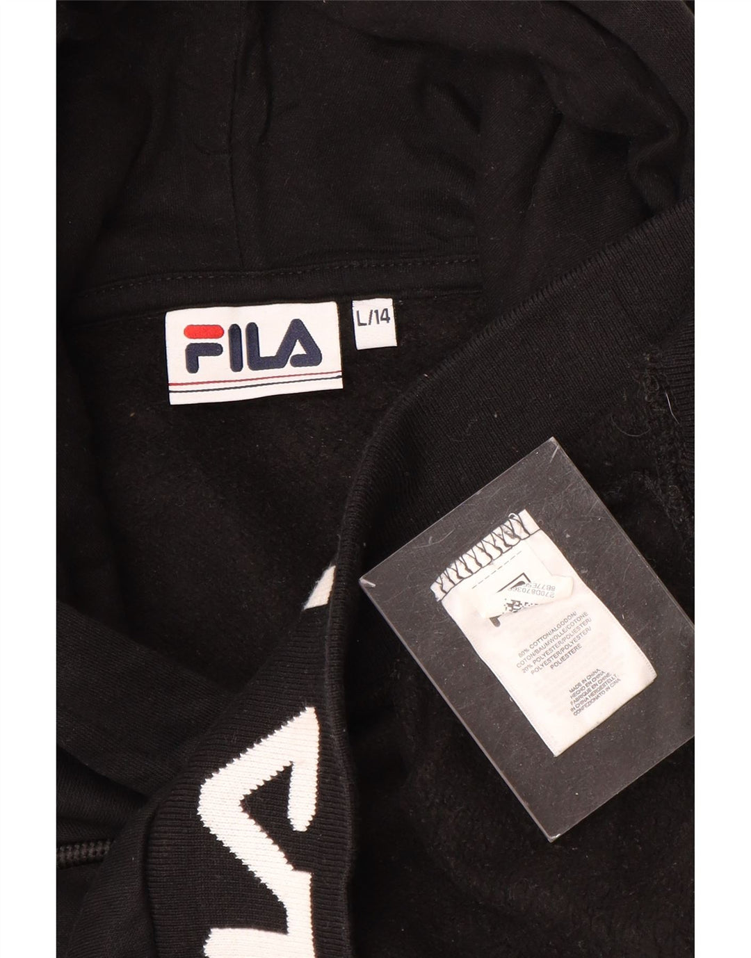 FILA Jersey con capucha y gráfico corto para niñas 13-14 años Grande Algodón negro