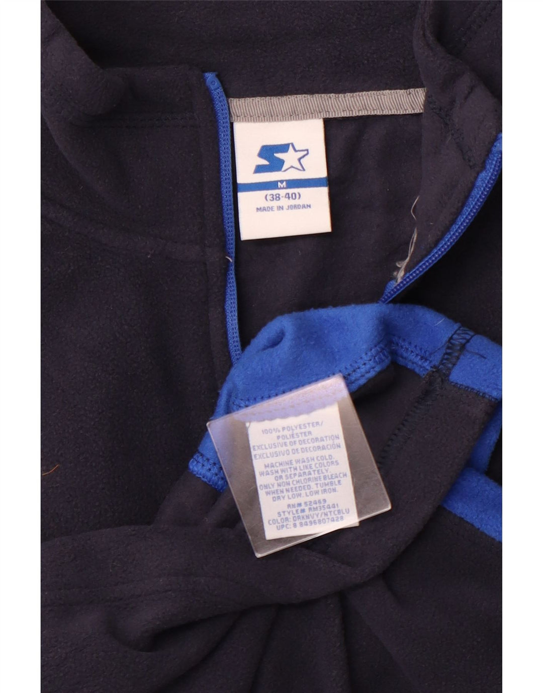 STARTER Jersey de forro polar con cuello y cremallera para hombre UK 38/40 Medium Azul marino Colorblock