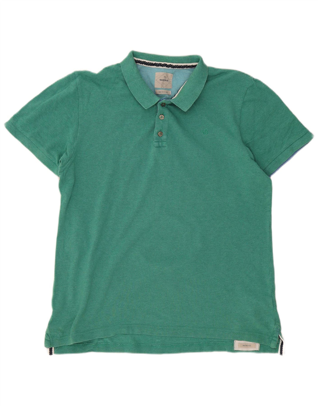 WHITE STUFF Polo para hombre de algodón verde grande