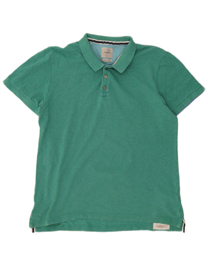 WHITE STUFF Polo para hombre de algodón verde grande