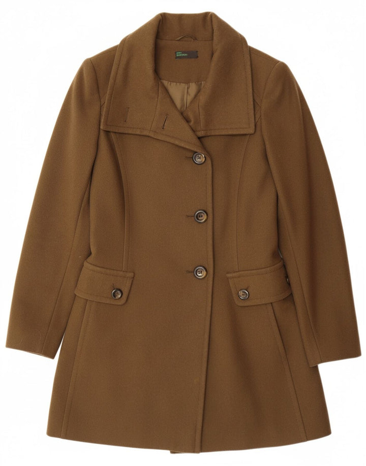 BENETTON Abrigo para mujer UK 8 Small Lana marrón