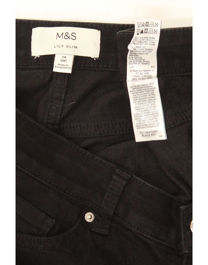 Marks & Spencer Vaqueros cortos y ajustados para mujer UK 14 Medium W30 L27 Algodón negro