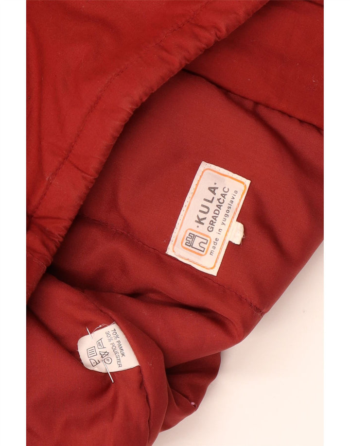 VINTAGE Abrigo acolchado con capucha para mujer Reino Unido 20 2XL Algodón rojo