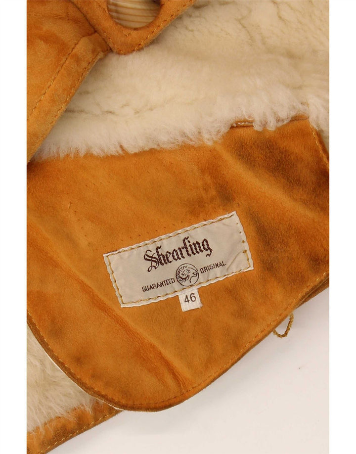 Vintage mujer shearling chaqueta IT 46 grande marrón shearling