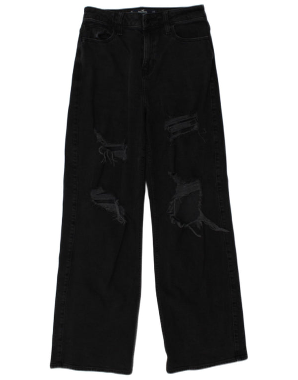 HOLLISTER Womens Baggy Distressed Straight Jeans US 3 Small W26 L32 Grey