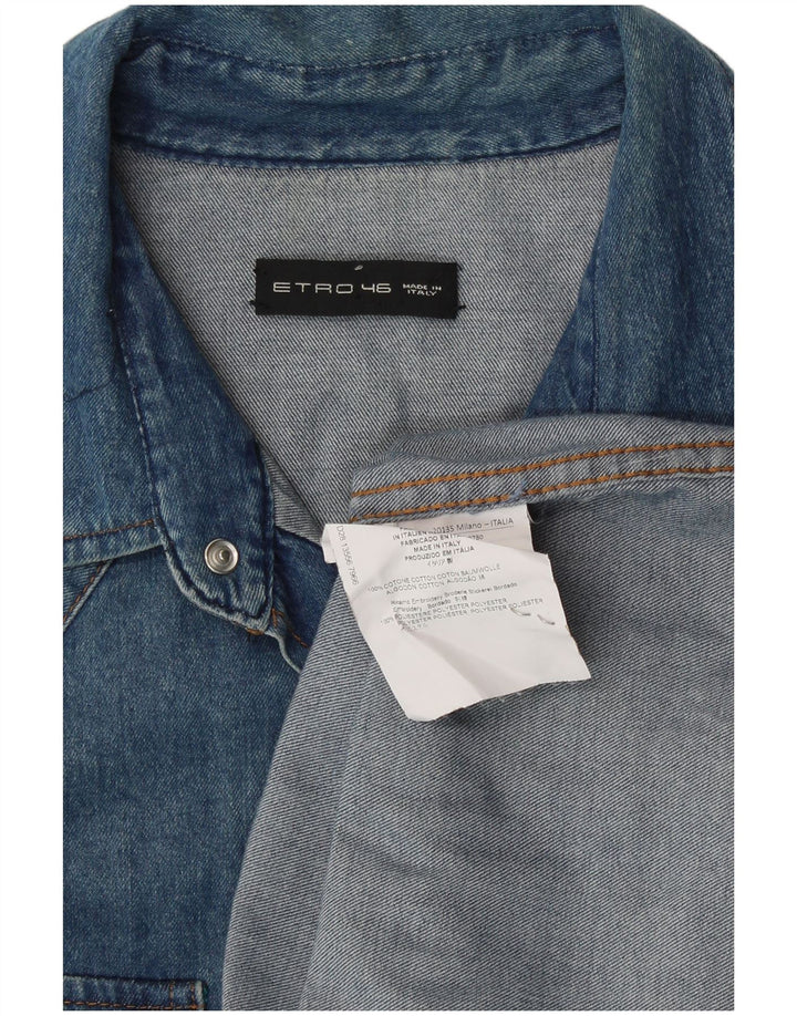 Camisa Vaquera Extragrande IT 46 Large De Algodón Floral Azul | Etro Mujer