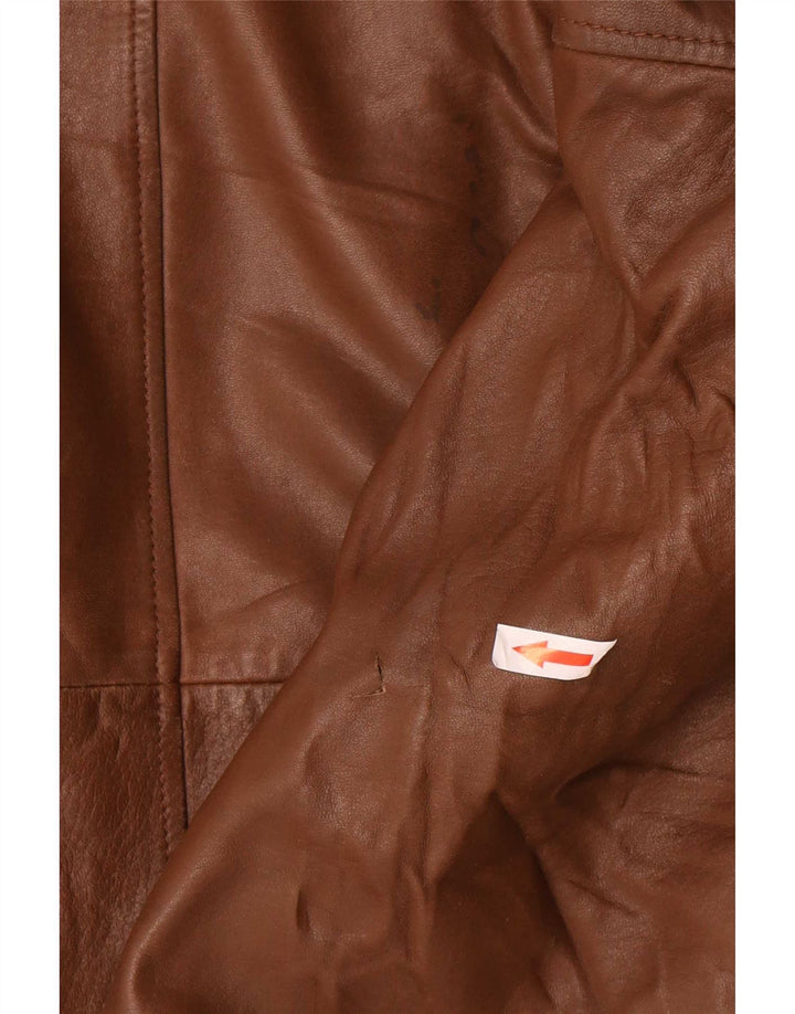 Abrigo de cuero vintage para mujer IT 50 XL Marrón