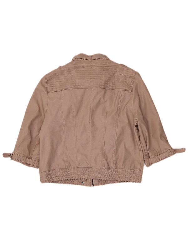 Zara Mujer Chaqueta Militar De Piel Sintética Manga 3/4 UK 40 XL Rosa