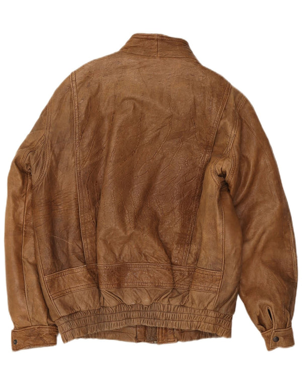 Chaqueta de cuero vintage para hombre IT 48 Marrón medio