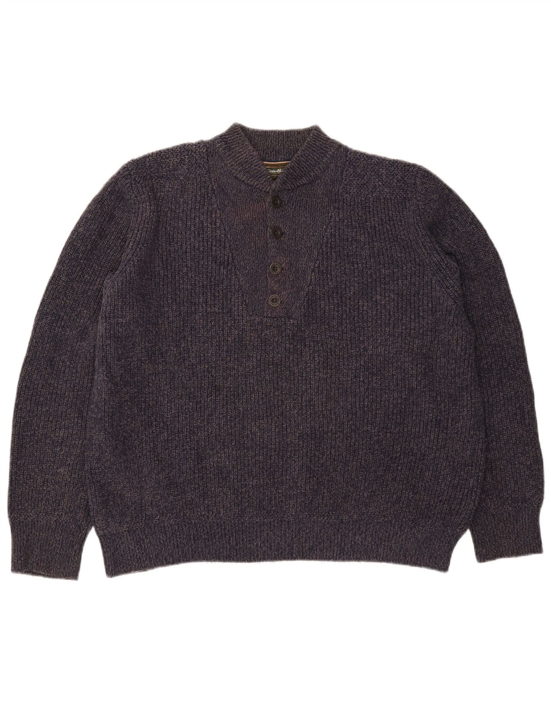 Eddie Bauer Suéter tipo jersey con cuello y botones para hombre, tamaño grande, algodón moteado en azul marino