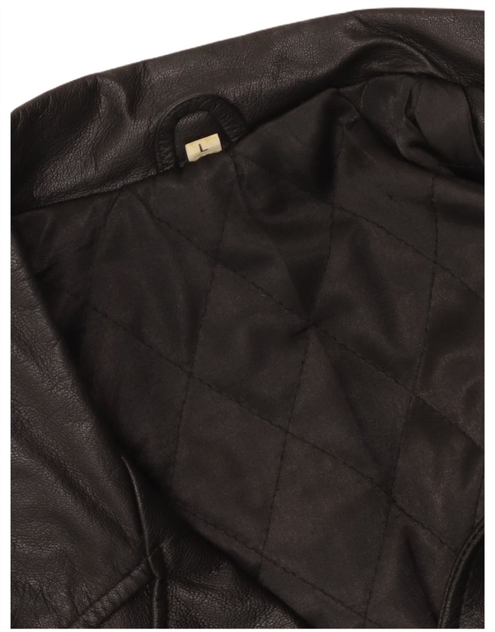 Vintage hombres chaqueta de cuero Reino Unido 40 grande negro