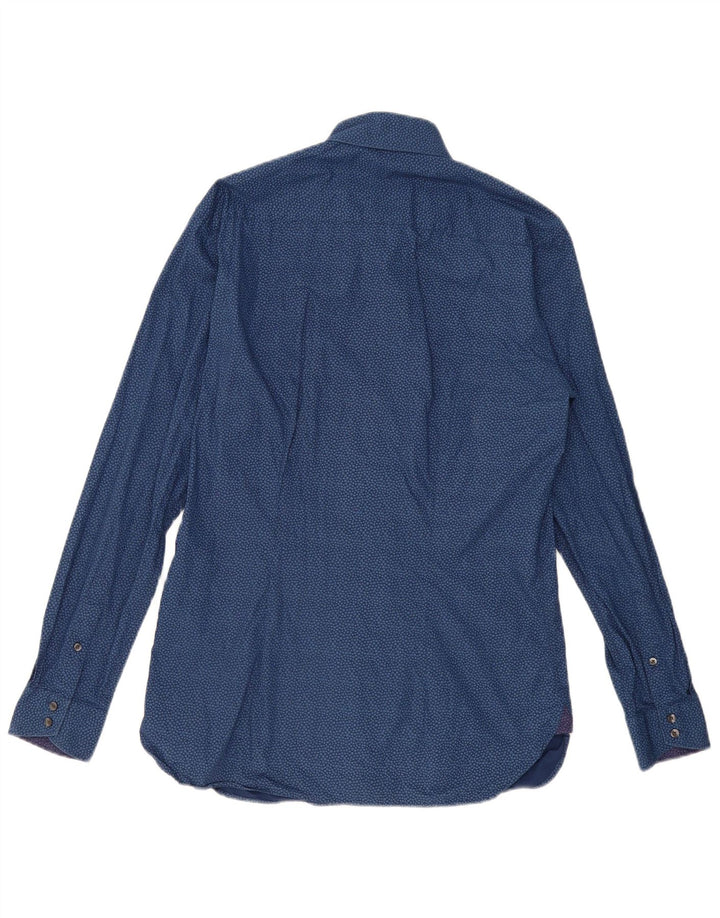 Ted Baker - Camisa con estampado abstracto para hombre, talla 15 1/2, mediana, azul marino