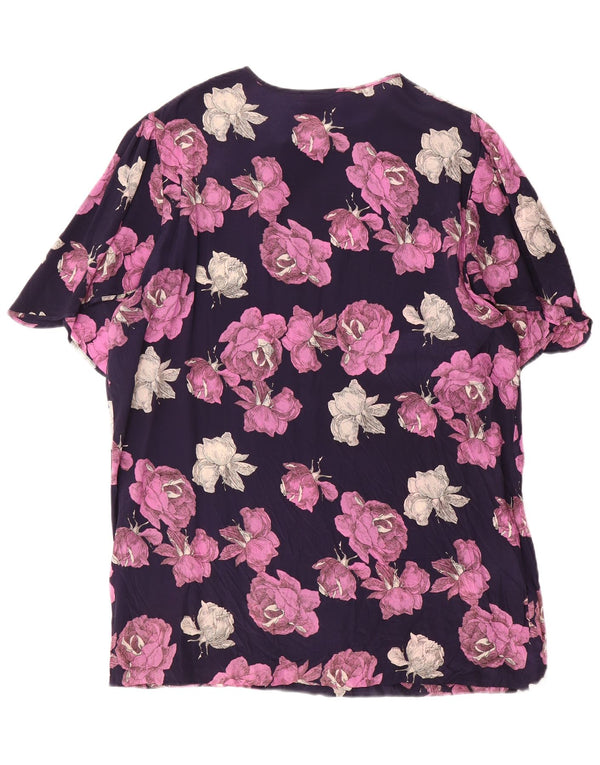 ELENA MIRO Blusa larga con pajarita para mujer UK 20 2XL Azul marino Floral