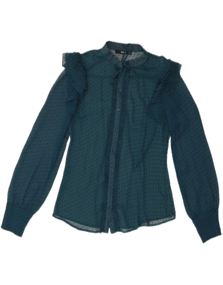 Oasis Blusa tipo camisa transparente con lazo en la parte delantera para mujer UK 8 Small Blue Spotted