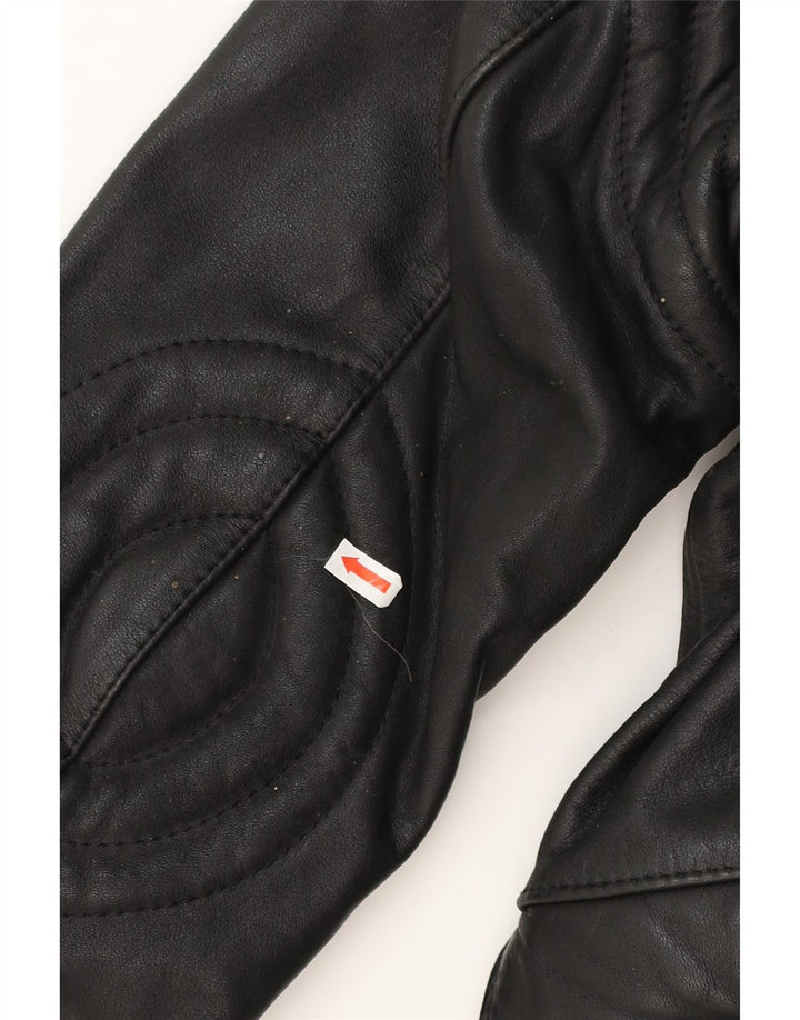 Vintage hombres cuero biker chaqueta EU 48 cuero negro medio