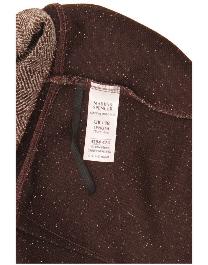 Marks & Spencer Falda midi para mujer UK 18 XL W36 Poliéster en espiga marrón
