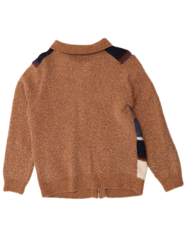 Reiss Suéter tipo jersey con cremallera y cuello para mujer UK 44 Marrón medio Geométrico