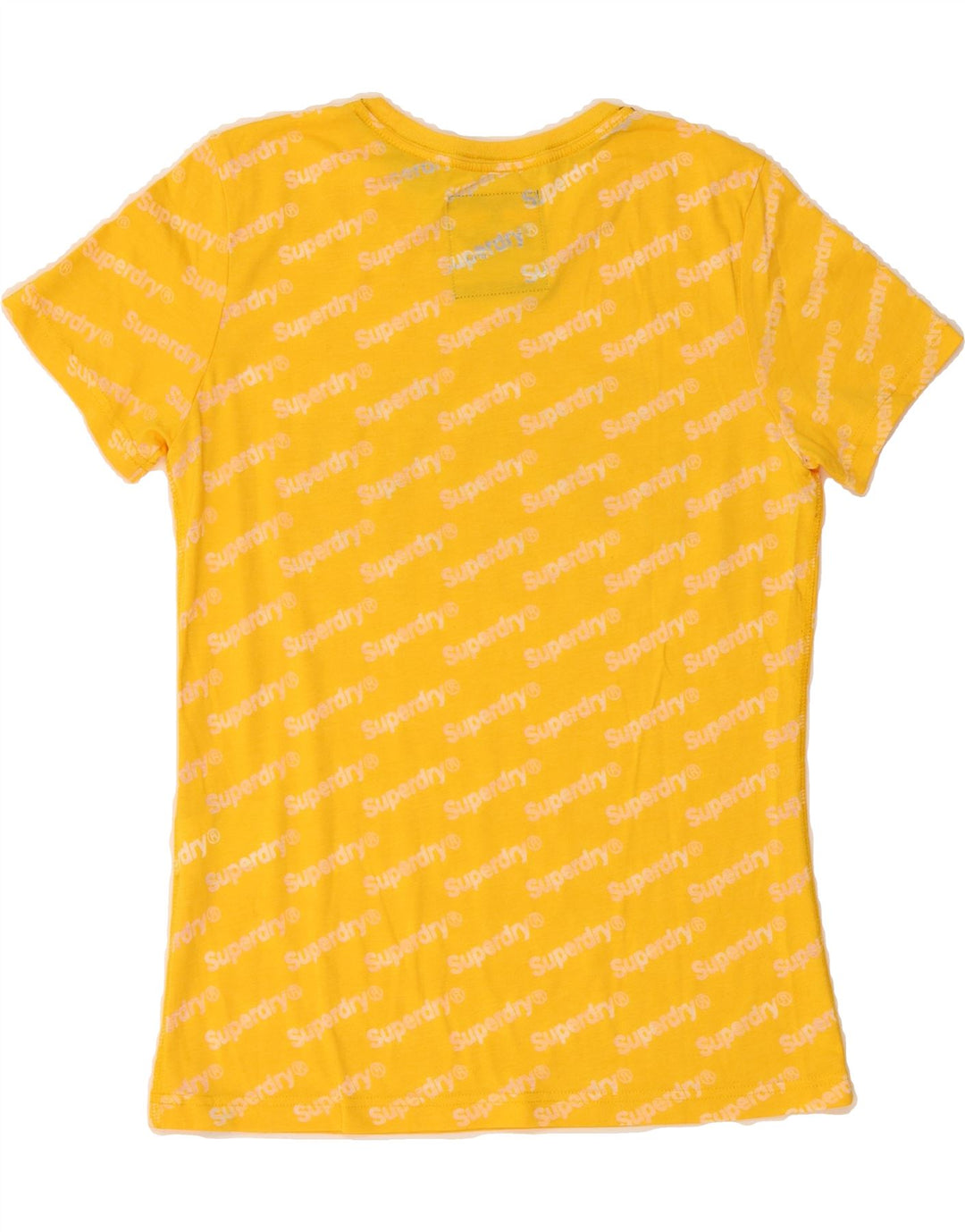 SUPERDRY Womens Graphic T-Shirt Top UK 10 Small Yellow Polyester Vintage Superdry and Second-Hand Superdry from Messina Hembry 