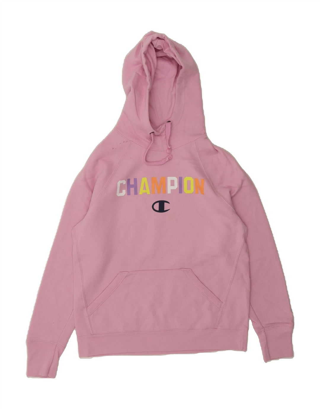 CHAMPION Womens Graphic Oversized Hoodie Jumper UK 10 Small Pink Polyester Vintage Champion and Second-Hand Champion from Messina Hembry 