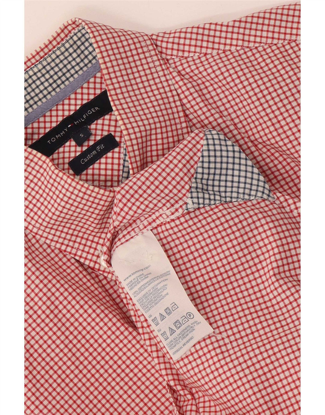Camisa Tommy Hilfiger de corte personalizado para hombre de algodón a cuadros rojo pequeño