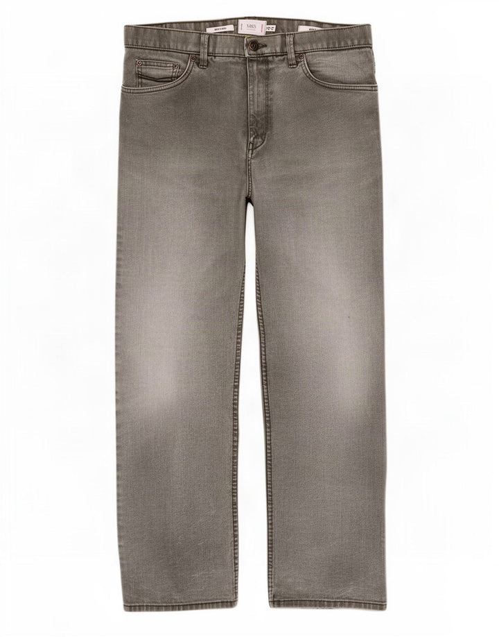 Marks & Spencer Vaqueros rectos y elásticos para hombre W34 L31 Algodón gris