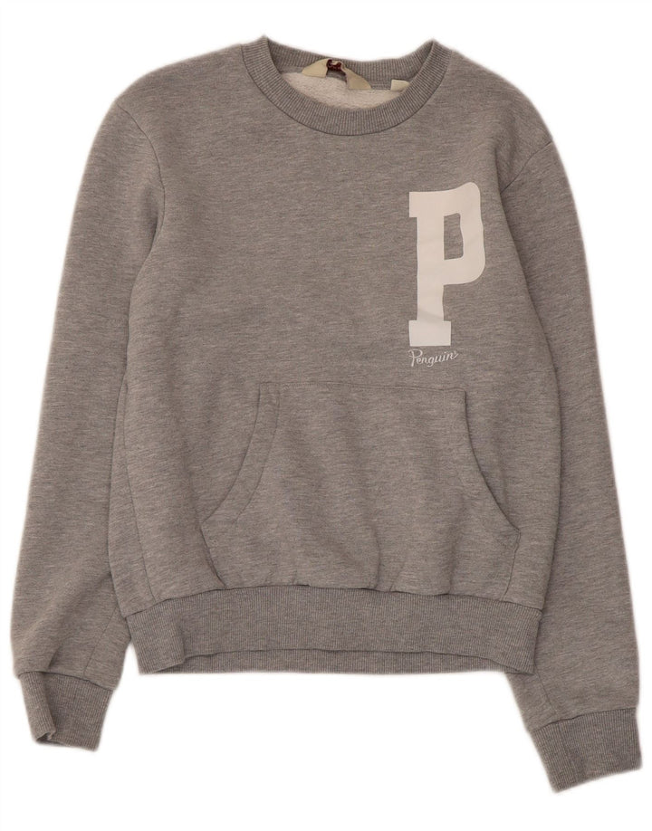 Penguin - Sudadera con gráfico para Hombre, Jersey pequeño de algodón Gris