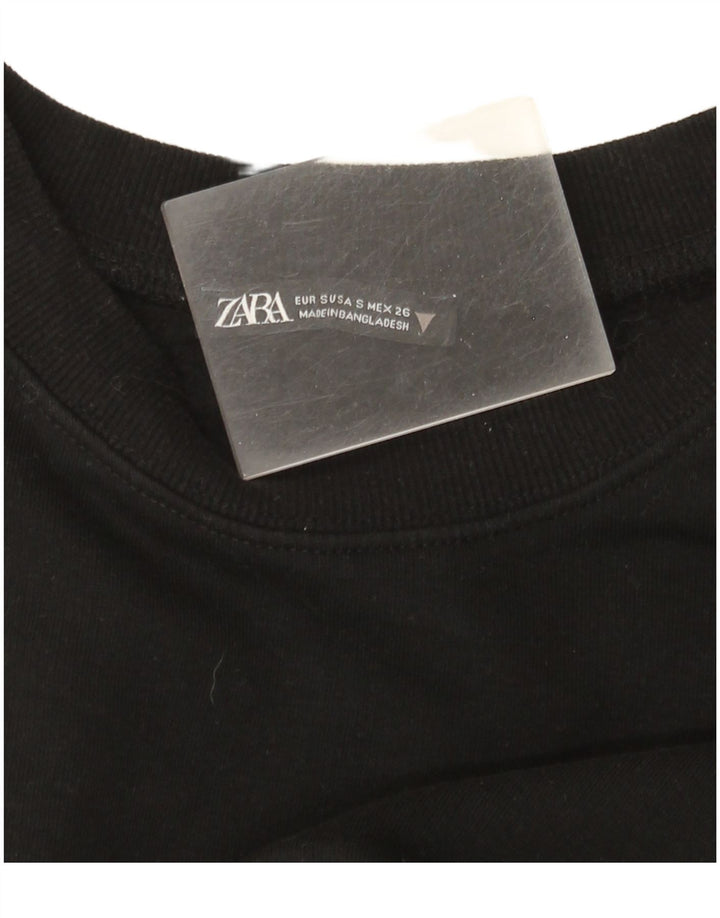 Zara Mujer Crop Oversize Sudadera Jumper UK 10 Small Negro