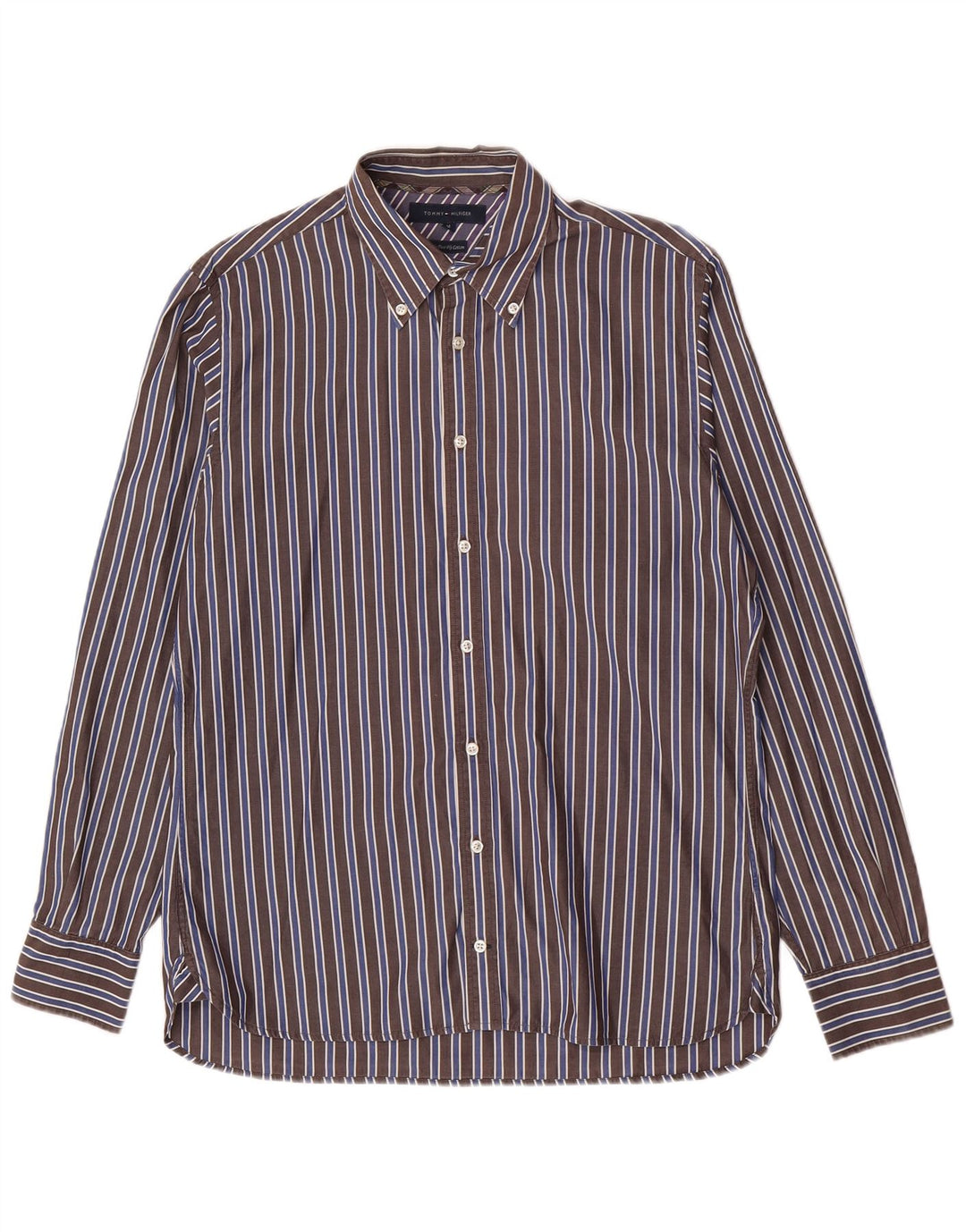 Camisa Tommy Hilfiger Hombre Algodón Rayas Marrón Medio
