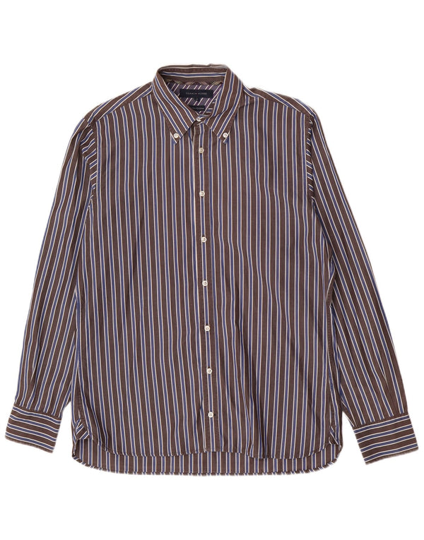 Camisa Tommy Hilfiger Hombre Algodón Rayas Marrón Medio