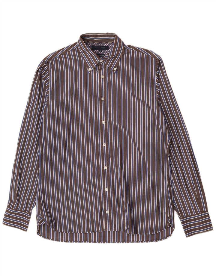 Camisa Tommy Hilfiger Hombre Algodón Rayas Marrón Medio
