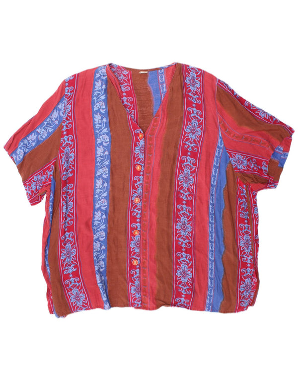 Vintage mujer manga corta camisa blusa Reino Unido 22 3XL multicolor floral