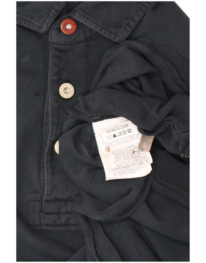 NAPAPIJRI Polo gráfico para hombre de algodón azul marino grande