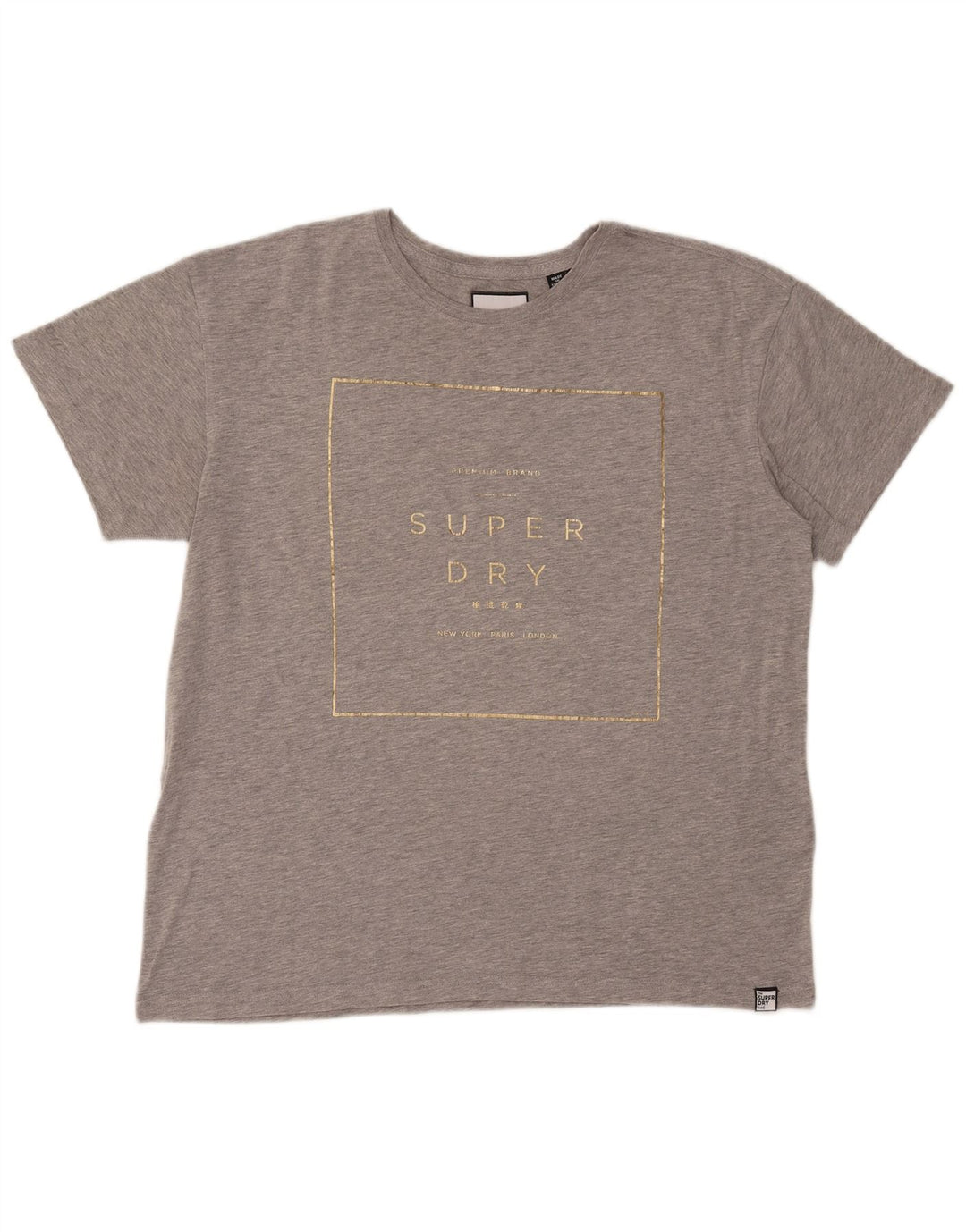 SUPERDRY Camiseta gráfica para mujer Top UK 44 Large Grey Cotton