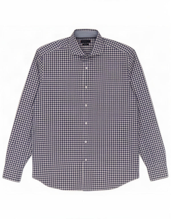 Tommy Hilfiger Camisa de franela a medida para hombre Talla 44 17 1/2 XL Azul marino