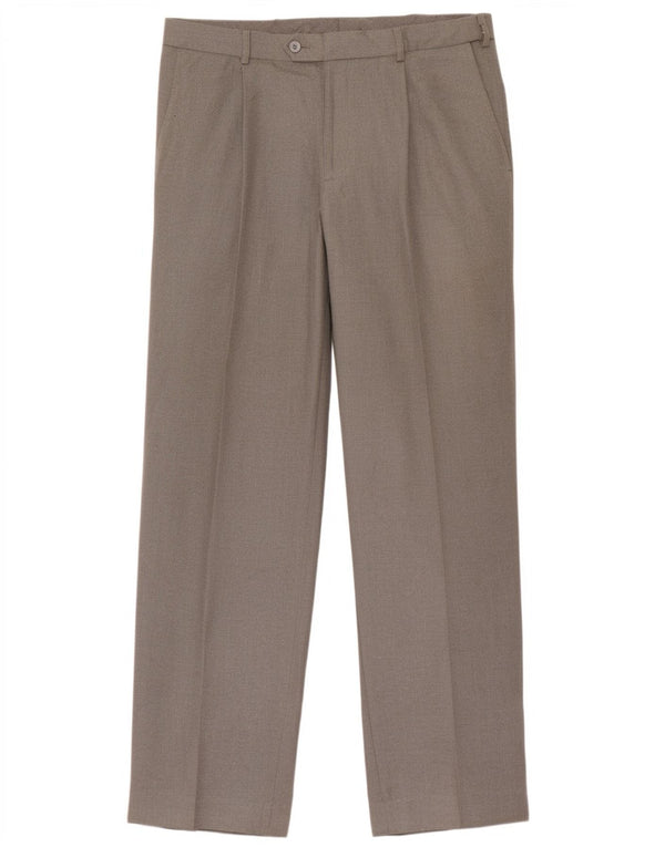 Marks & Spencer Pantalón de traje con pinzas para hombre W36 L31 Poliéster gris