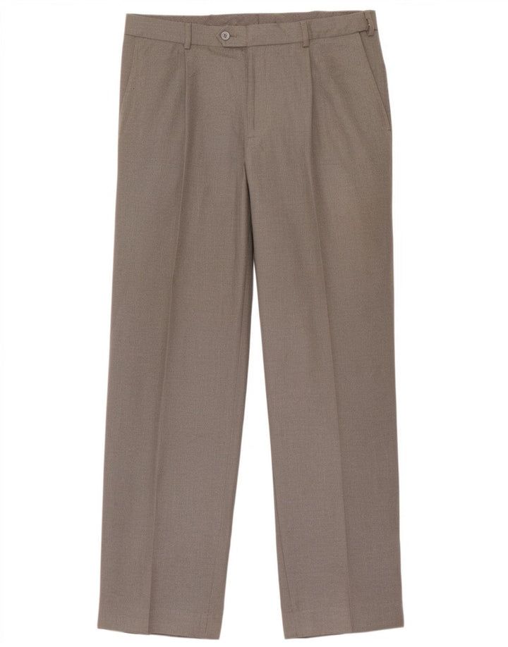 Marks & Spencer Pantalón de traje con pinzas para hombre W36 L31 Poliéster gris
