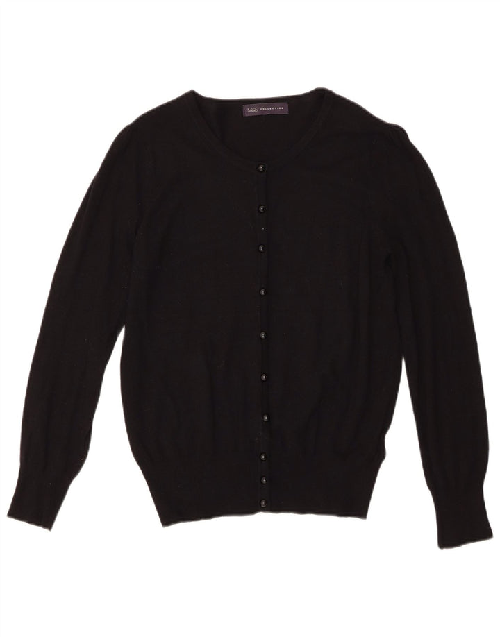 Marks & Spencer Suéter tipo cárdigan para mujer UK 10 Small Viscosa negra