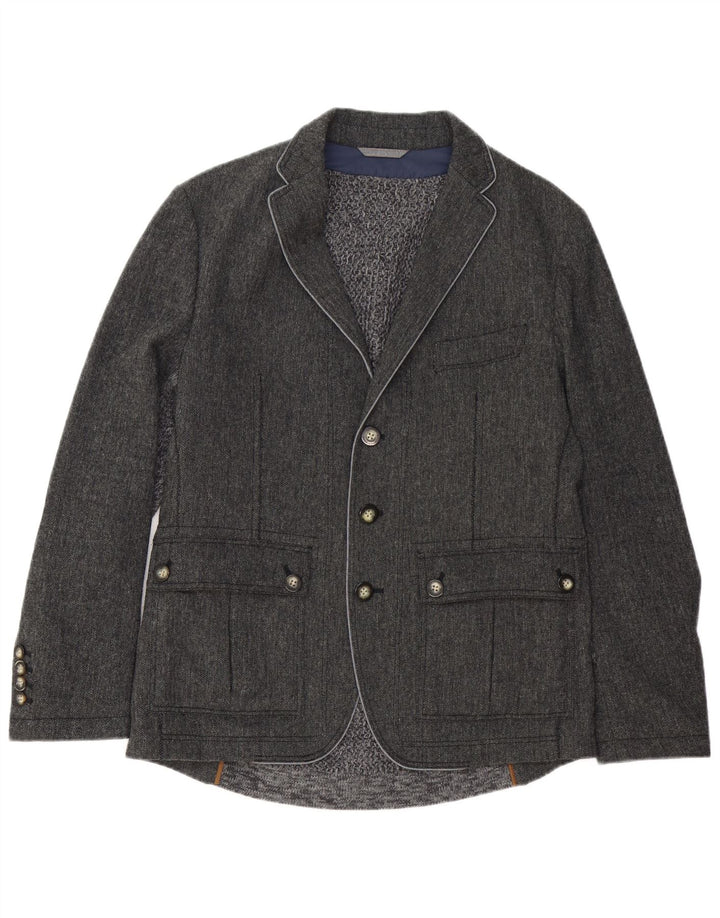 HUGO BOSS Chaqueta tipo blazer de 3 botones para hombre EU 50 Large Grey Herringbone