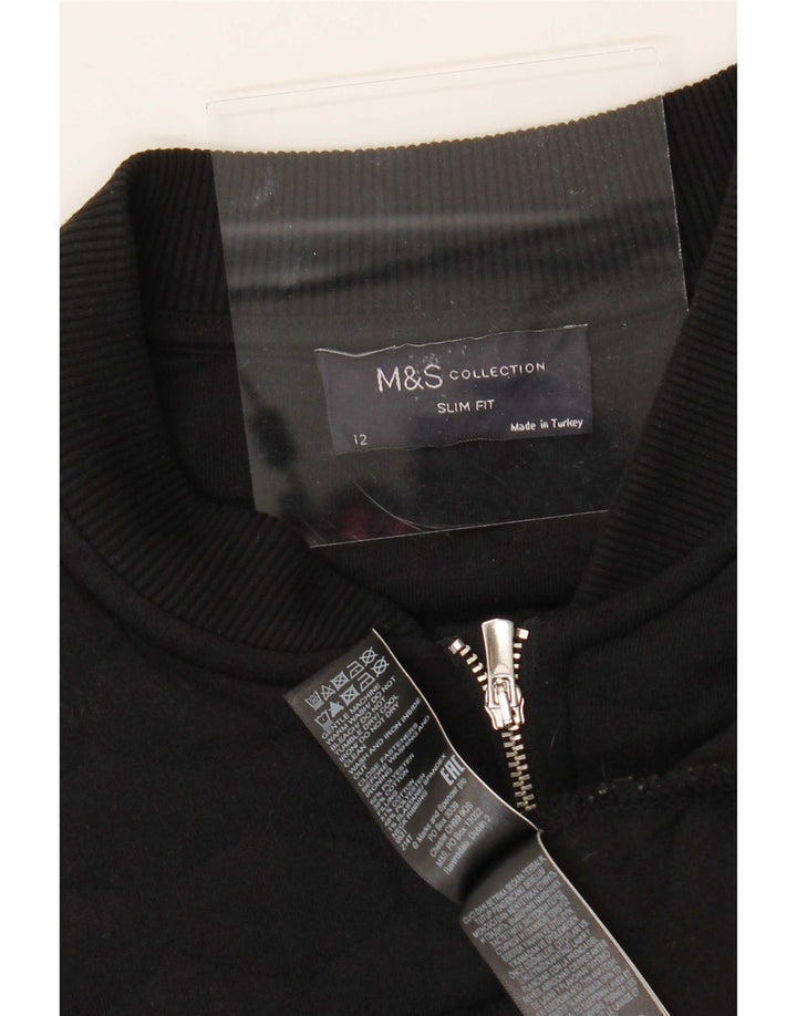 Marks & Spencer Chaqueta de Chándal Slim Fit para Mujer UK 40 Medium Negro