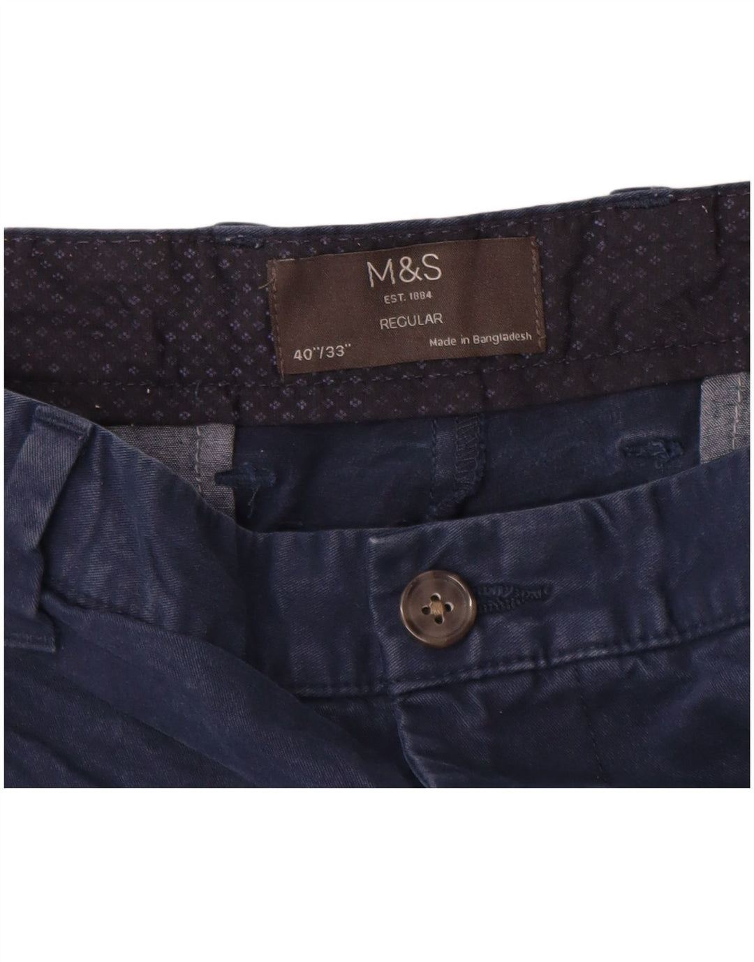 Marks & Spencer Pantalones chinos rectos regulares para hombre W40 L33 Azul marino