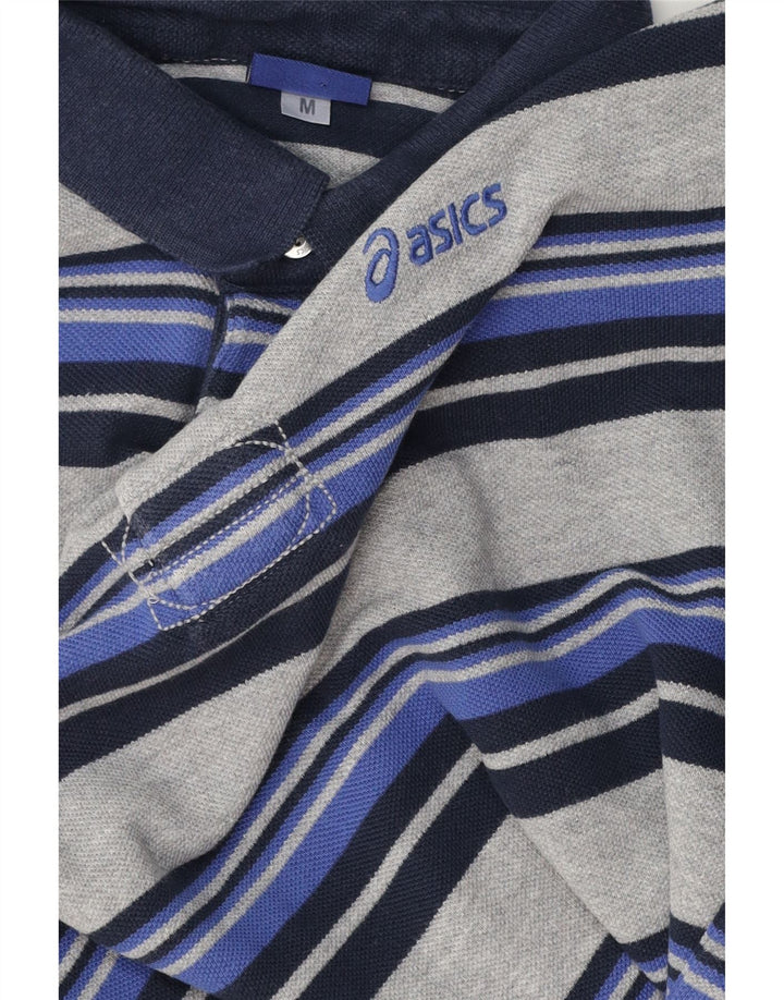 Polo Asics Hombre Rayas Gris Medio
