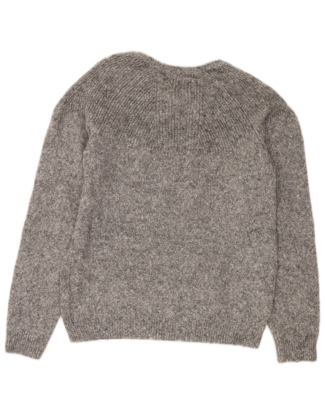 Zara Hombre Jersey Con Cuello Barco De Lana Moteada Gris Medio
