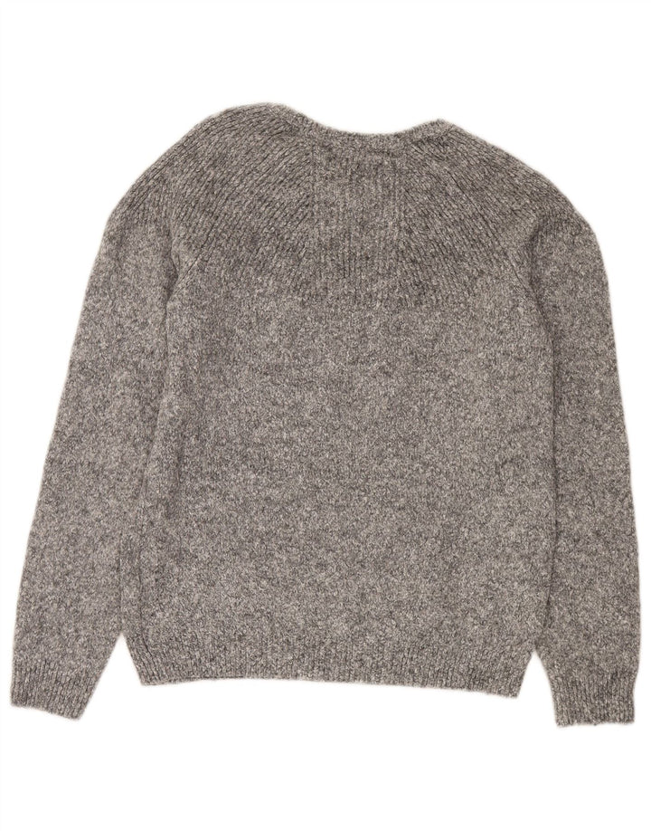 Zara Hombre Jersey Con Cuello Barco De Lana Moteada Gris Medio