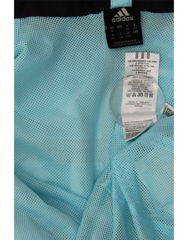 Adidas Chaqueta impermeable con capucha a prueba de clima para mujer Reino Unido 16 Poliéster azul grande