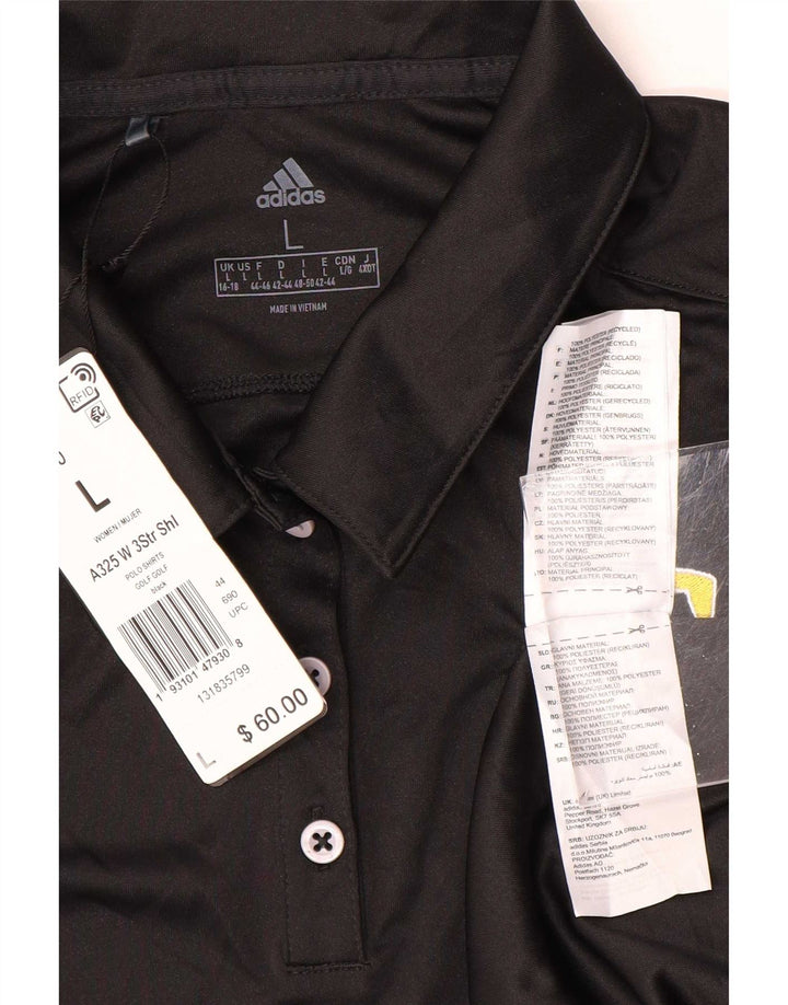 Adidas Polo Mujer UK 16/18 Grande Negro Poliéster