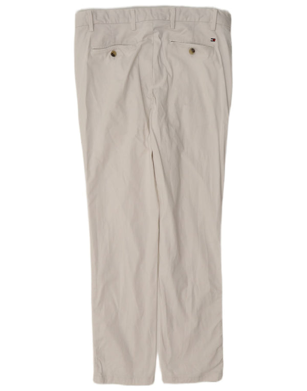 Tommy Hilfiger Pantalón de traje recto para hombre W33 L30 Algodón blanco
